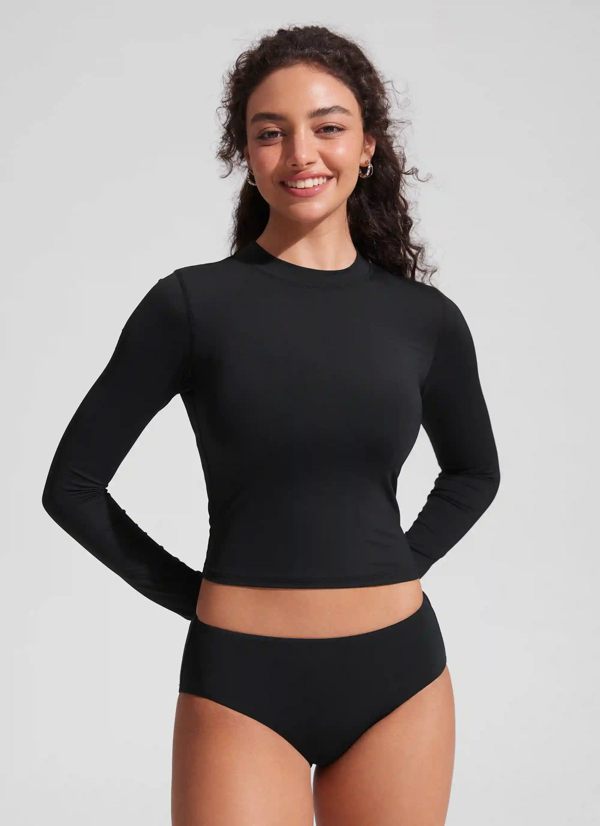 UPF 50+ Cropped Rashguard Swimsuit Top