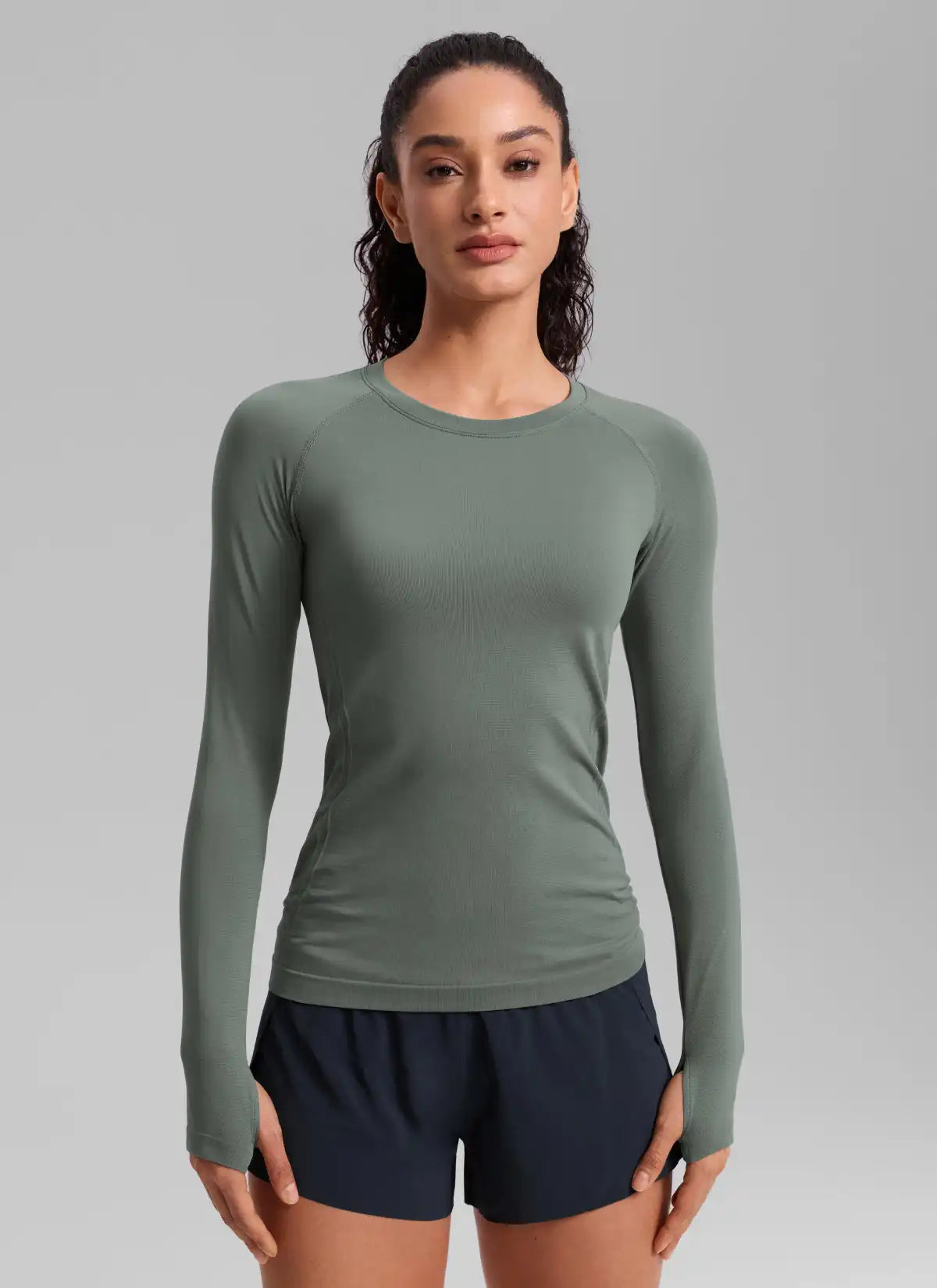 Seamless Slim Long Sleeve Hip Length
