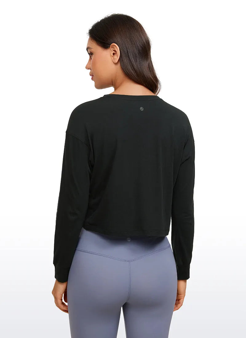 Pima Cotton Cropped Loose Fit Long Sleeve