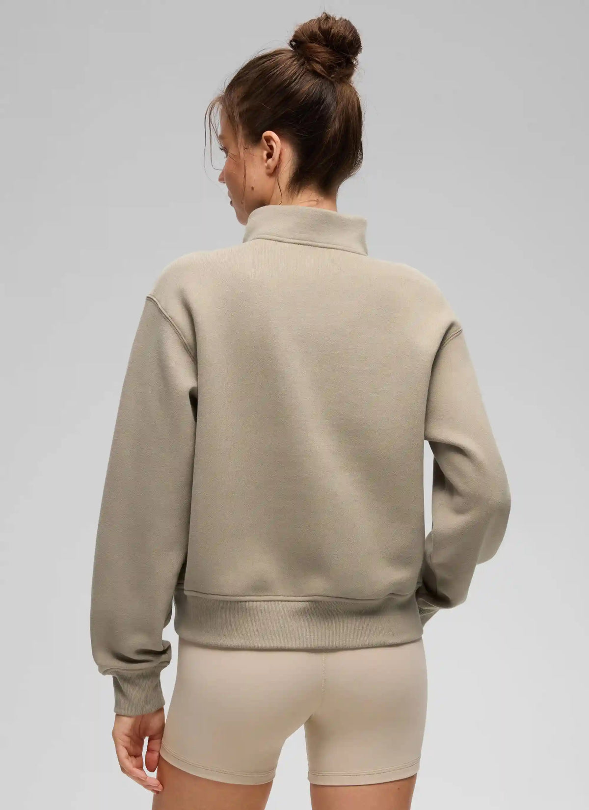 Fleece Lined Half Zip Funnel Neck Sweatshirt