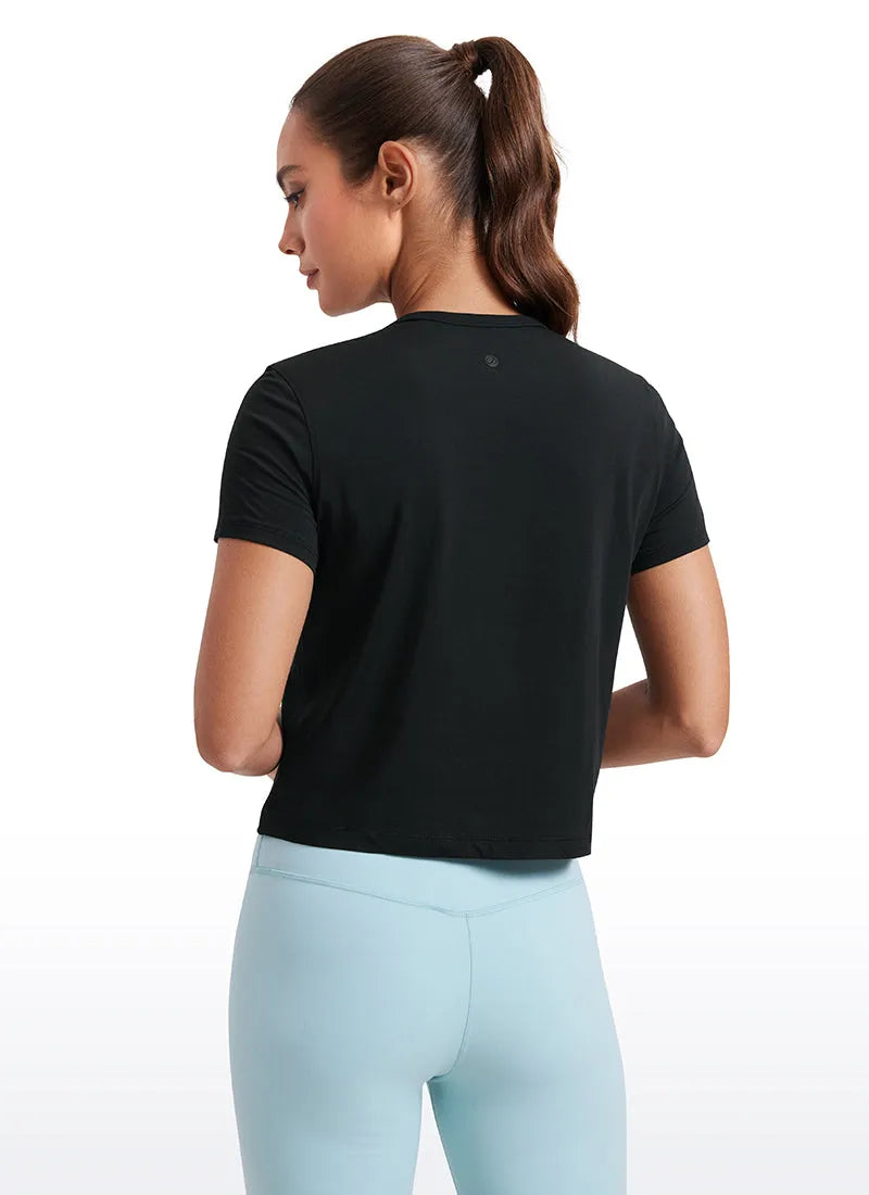 Pima Cotton Classic-Fit Cropped Short Sleeve